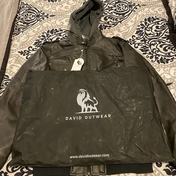 NWT David Outerwear Men’s L Faux Leather Jacket - Picture 2 of 5